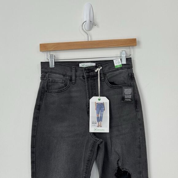 NWT RE Generation High-Rise MOM Mindful Jeans Size 1/25 Black Distressed - Picture 3 of 12